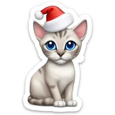 Blue lynx point Siamese cat with christmas hat sticker