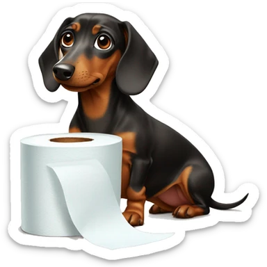dachshund with toilet paper  sticker