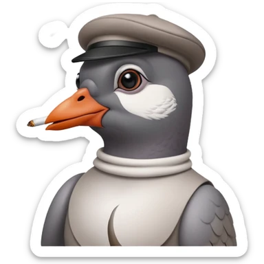 Pleasr make a cool pigeon snoking a cigarette in the style of pepe sticker
