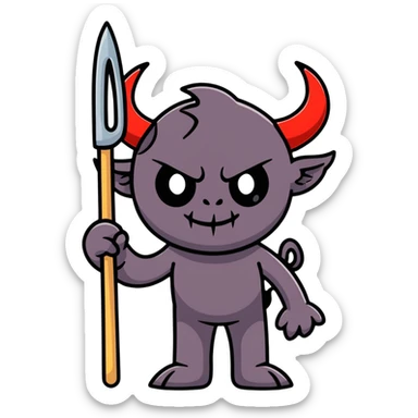 cute little demon with pitchfork sticker
