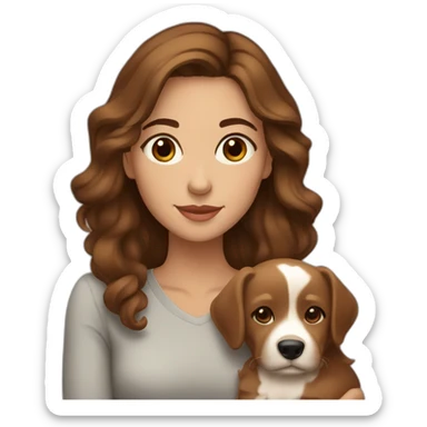 beautiful woman with brown hair and brown eyes hugging 🐕 sticker