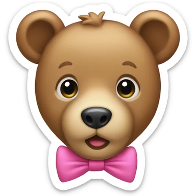 Light brown teddy bear with a pink bowtie sticker