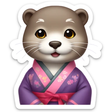 a otter face wearing traditional korean hanbok sticker
