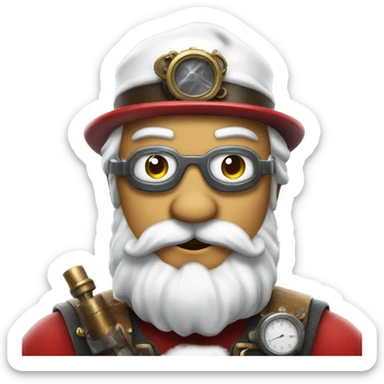 Steampunk Santa Claus as a superhero cleaner with funny glasses sticker