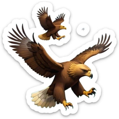 Collage of wild animals: a majestic bear in a lush green forest, a soaring eagle in the sky. A vibrant and detailed nature scene, capturing the beauty of wildlife. Transparent background. sticker