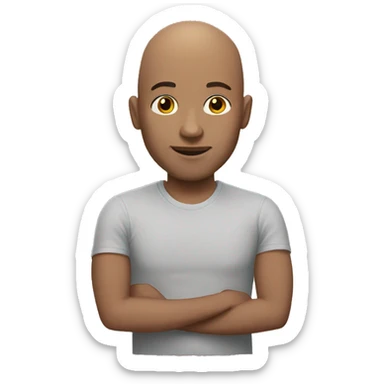 Bald man with brown hair girl sticker