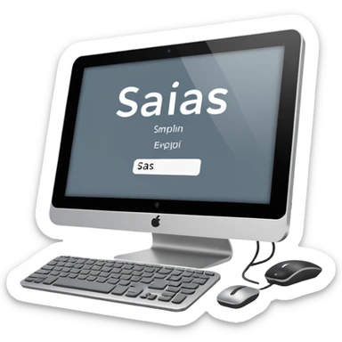 technical looking computer with text "SaaS" sticker