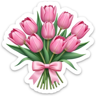 pastel pink tulip bouquet with a high quality bow sticker