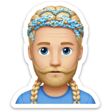 sakalı ve örgülü saçı olan sarışın adam sticker
