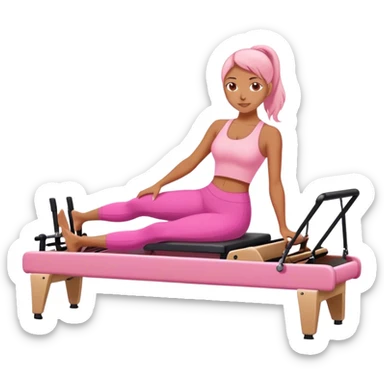 Pilates reformer girl wearing pink sticker