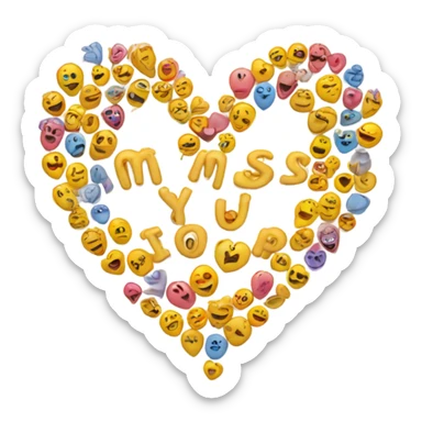 Miss you text in a heart sticker