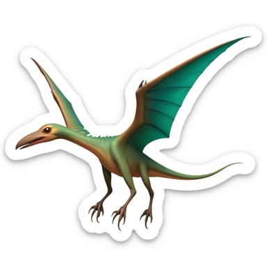 Cinematic Noble Pterodactyl Portrait Emoji, Poised and soaring, with a slender, aerodynamic body, expansive leathery wings outstretched, a long pointed beak, and keen, piercing eyes that exude aerial grace, Simplified yet sharply defined features, highly detailed, glowing with a soft, ethereal radiance, high shine, intelligent and commanding, stylized with an air of prehistoric flight mastery, focused and graceful, soft glowing outline, capturing the essence of a watchful and confident Pterodactyl that appears ready to glide out of the screen with effortless majesty! sticker
