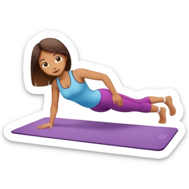 girl is doing plank on the mat sticker