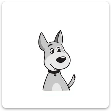 A Doberman dog with pointy ears and sleek body in pastel colors (dd9fb0, ffc6d3, a3bfc9, c4bee2, f1b091), hand-drawn doodle style sticker