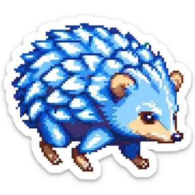 scene of a blue spiky hedgehog running fast through a vibrant landscape with checkerboard hills, floating gold rings, and blurred background, energetic and adventurous sticker