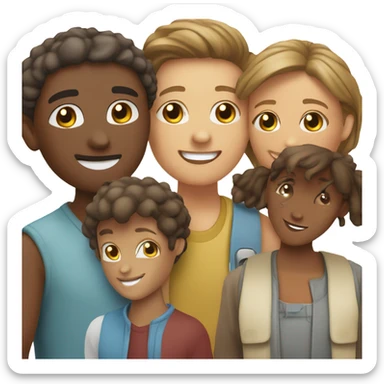 diverse group of happy friends sticker