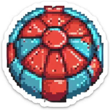 Red digital bomb, round bomb body with red highlights and details, no timer, fierce design, pixel art style sticker