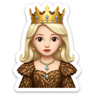 Queen wearing a bark-patterned dress sticker
