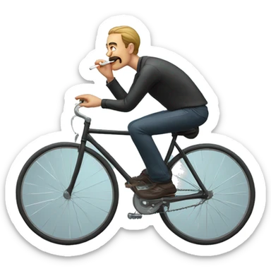 A man smoking while riding a bicycle sticker