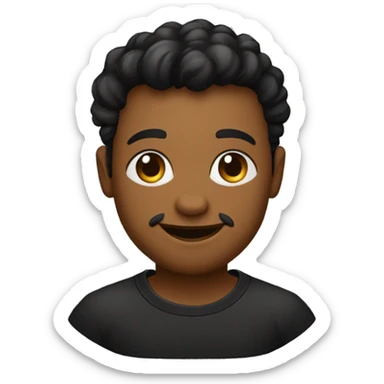 homem jovem com cabelo preto liso, pele clara, camiseta preta fazendo sinal de positivo com as mãos sticker