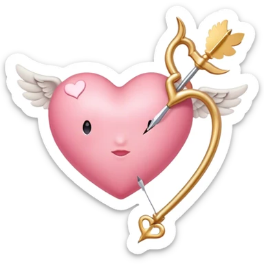 Pink heart stabbed with Cupid bow sticker