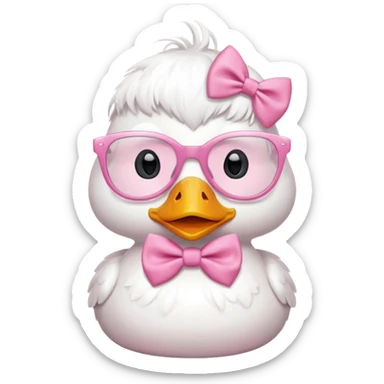 white duck with pink glasses and a pink bow sticker