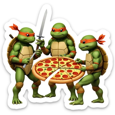 TMNT eat pizze sticker
