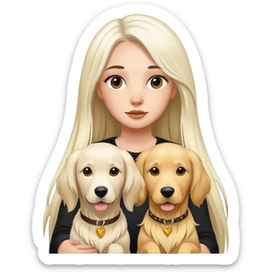 girl with long white  straight hair and tattoos and two Golden Retriever sticker
