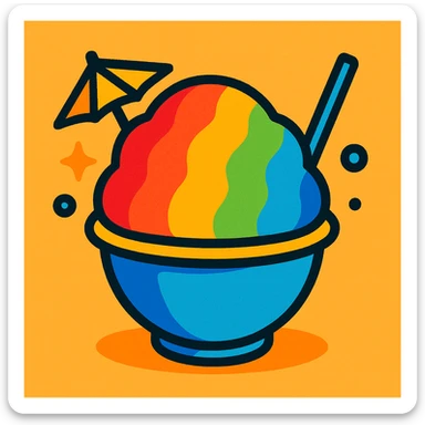 shave ice with a little umbrella, playful and fun sticker