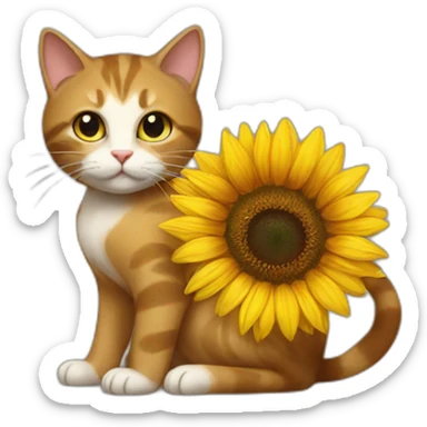 Cat holding a sunflower sticker