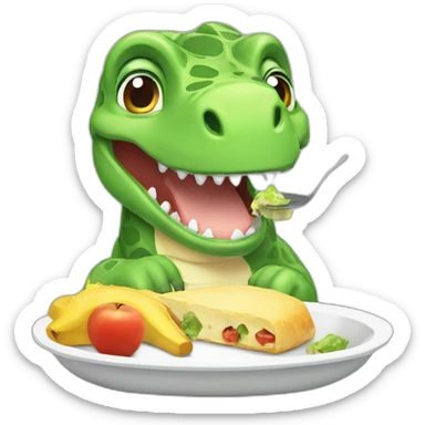 Baby dino eating lunch sticker
