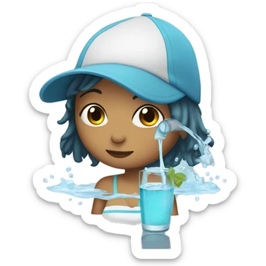 gilr with water sticker