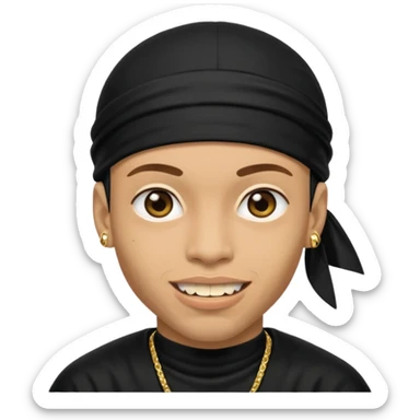 lightskin man with a black durag and grillz sticker