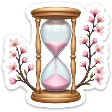 White pastel and white Cherry Blossom hourglass sticker