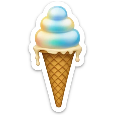 opal Crystal ice cream scoop on gold waffle cone sticker