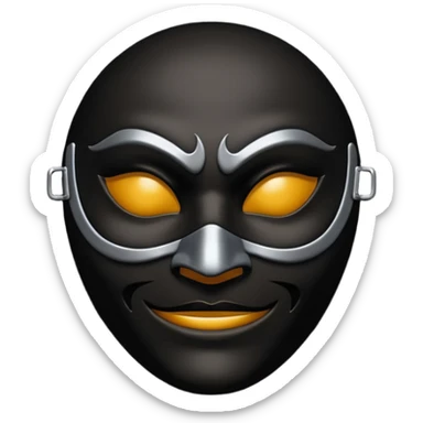 Minimal emoji, gothic mask forged from matte black leather, emotionless expression, smooth heavy surface, subtle leather texture, deep shadows, no glow, no neon, flat emoji style, centered sticker