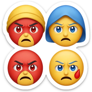 An angry emoji + sad emoji + silly emoji sticker
