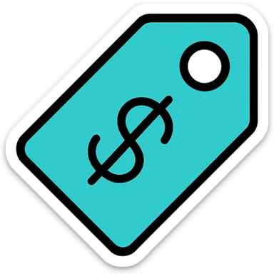 pricing symbol in turquoise, clean and professional sticker