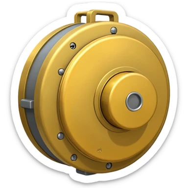 military pressure mine, simple, bold, round, metallic, visible pressure mechanism, emoji style sticker