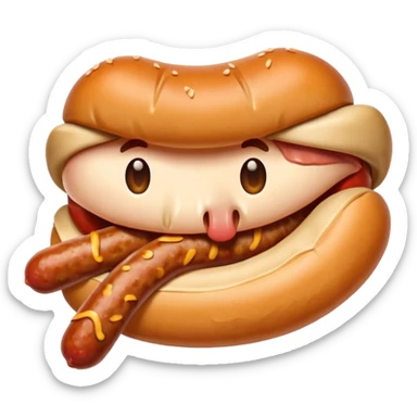 Mouth eating a sausage sticker