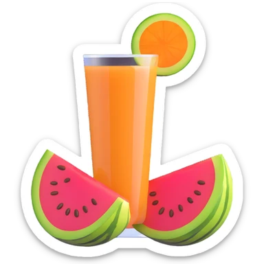 melón carajillo drink with coffee, brandy, and melon slice garnish sticker