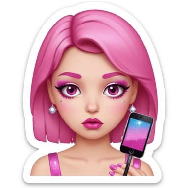 glitter pink girl naughty selfie sticker