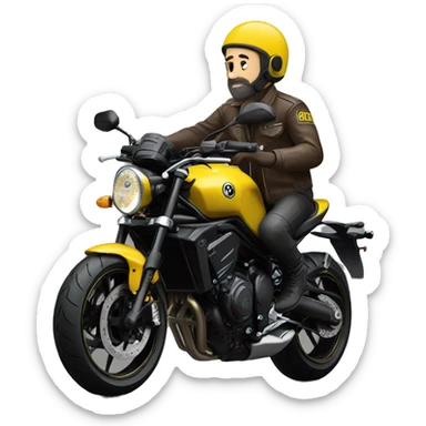 A boy on a yellow yamaha xsr motorcycle sticker