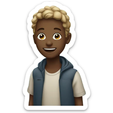 smiling boy outdoors by water sticker