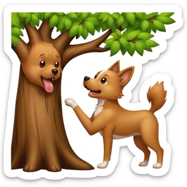 Dog barking at tree sticker