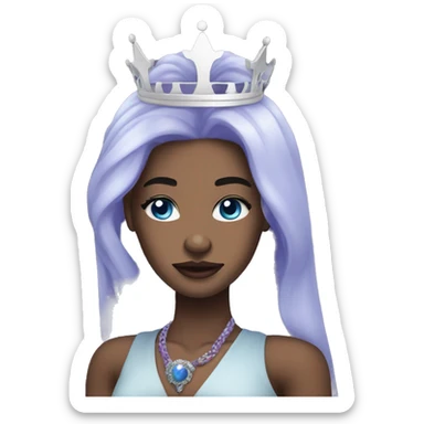 queen white skin long purple hair facial piercings blue eyes  sticker