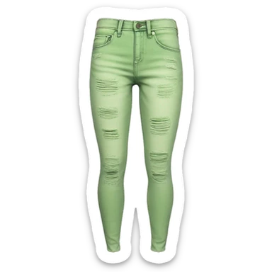 Realistic isolated pair of light pistachio green distressed jean jeggings. sticker