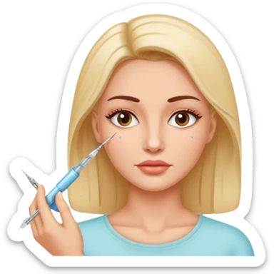 Woman taking a botox injection in the face sticker