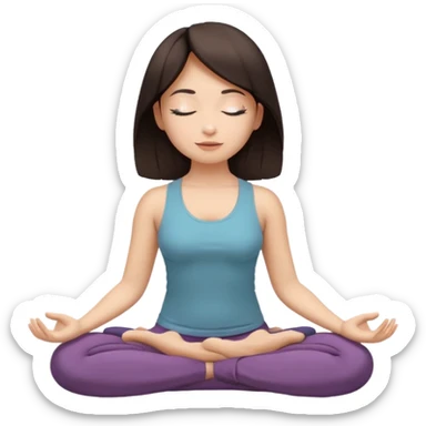 woman in lotus position, medium-light skin tone, dark hair sticker