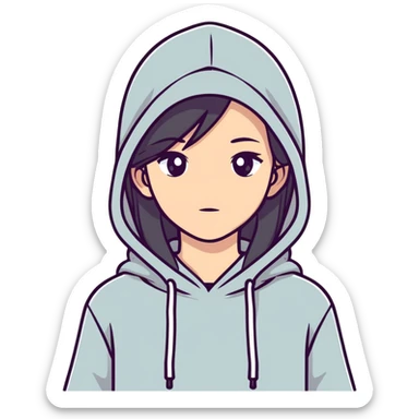 Girl with straight hair and hoodie  sticker